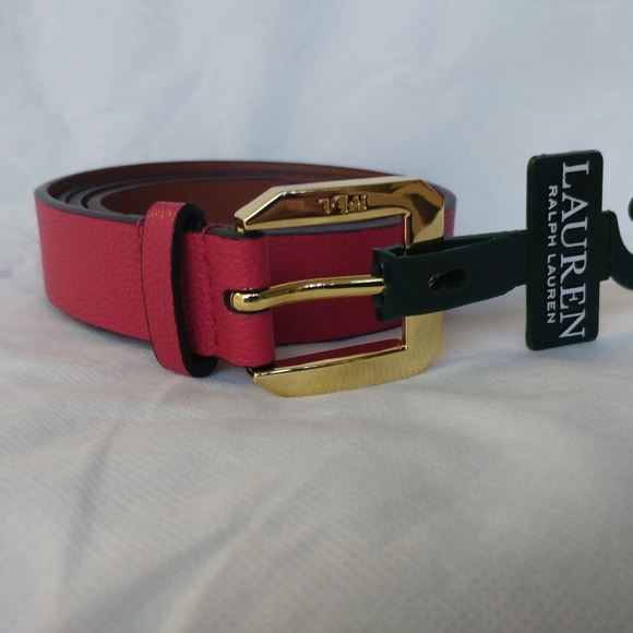 Lauren Ralph Lauren Pebbled Belt RED XL - Picture 2 of 3